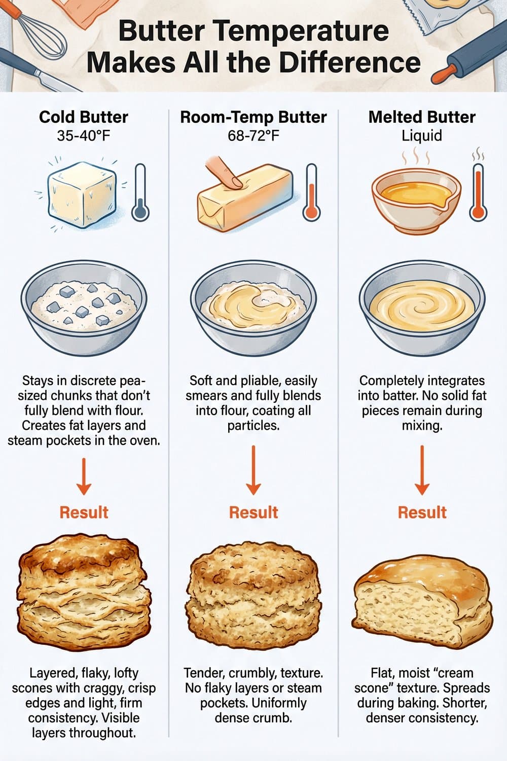 Cold butter pieces in scone dough showing visible chunks