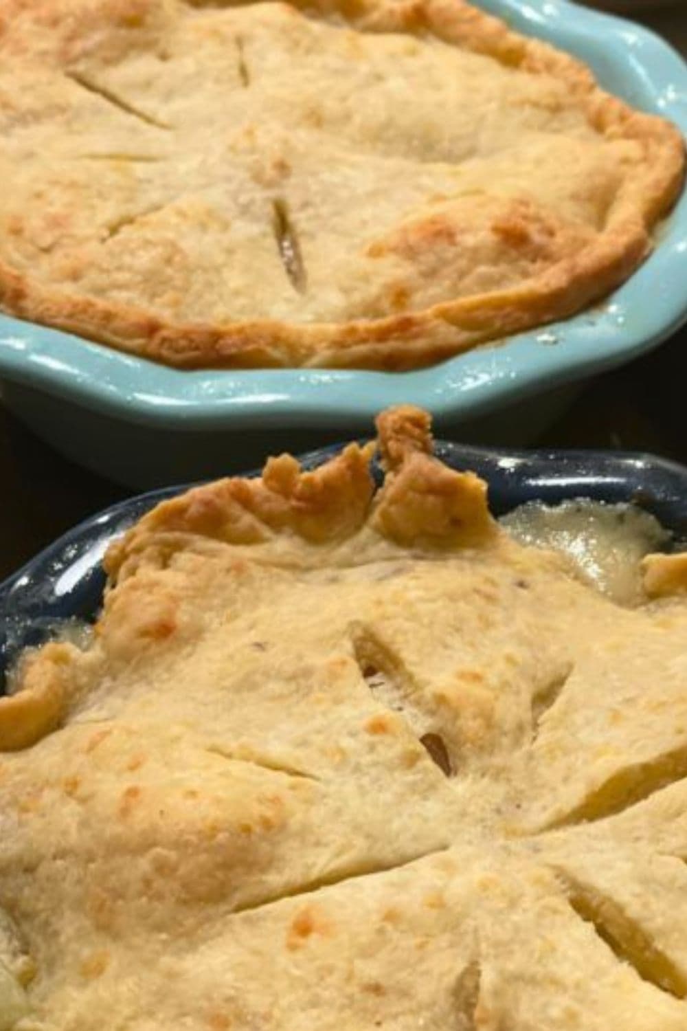 Cheese pie crust on a chicken pot pie